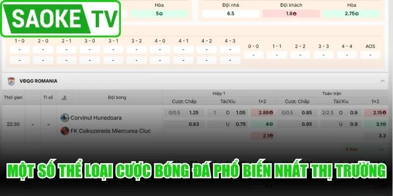 Một số thể loại cá cược bóng đá phổ biến nhất thị trường